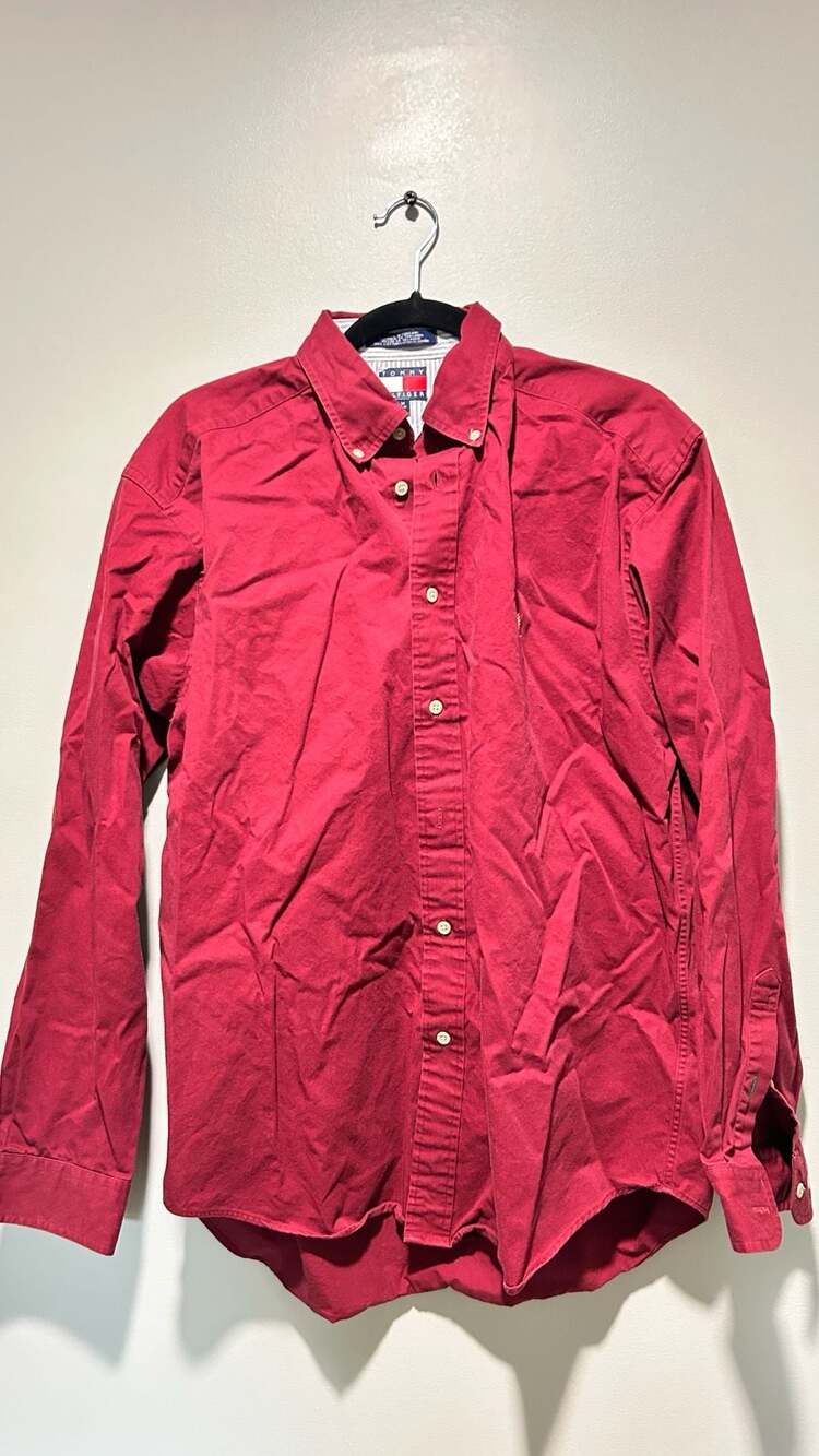 Tommy Hilfiger Red Long Sleeve Button Down Shirt Size M